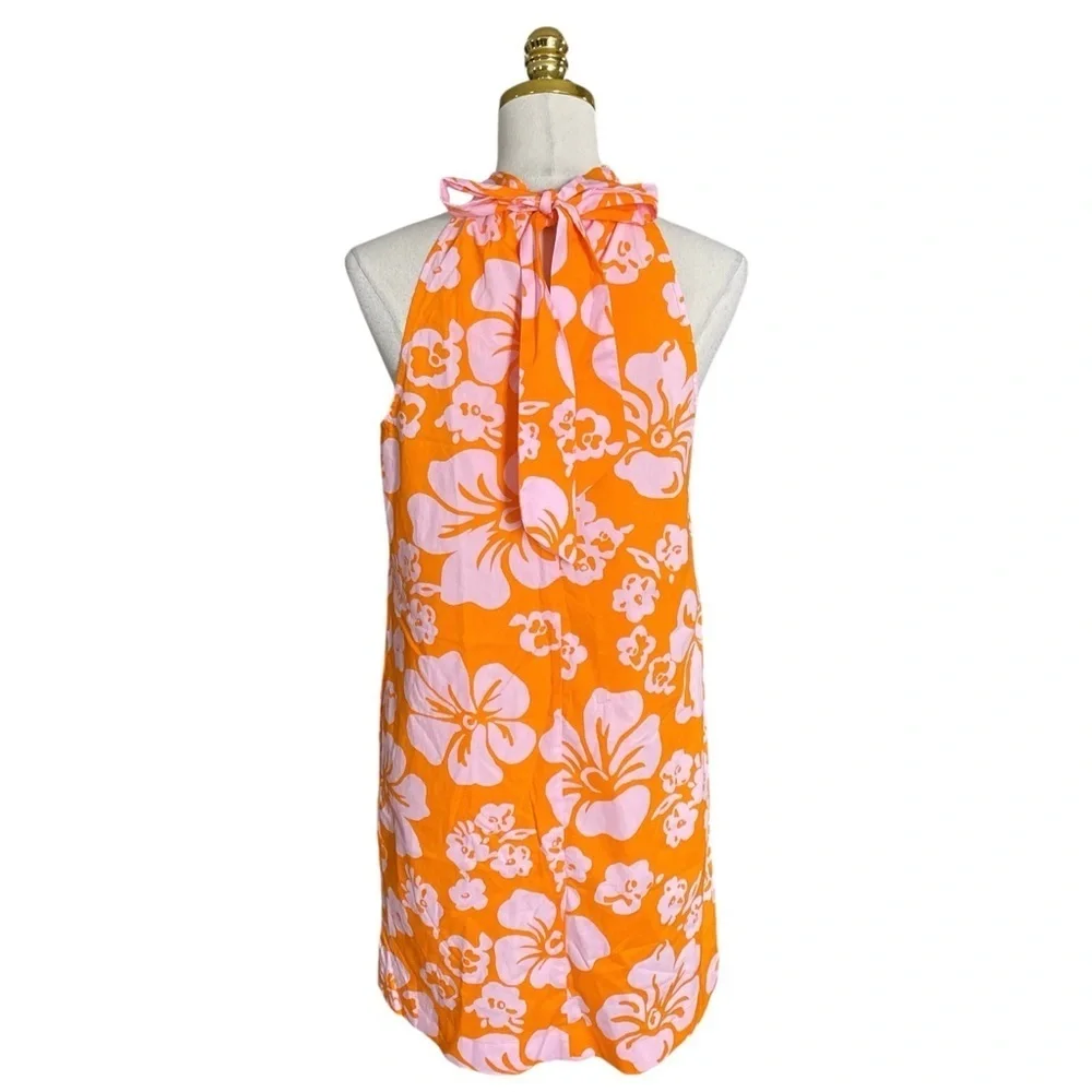 J. Crew Women Tie-neck Cotton Sleeveless Coastal Vacation Mini Shift Dress Sz  2